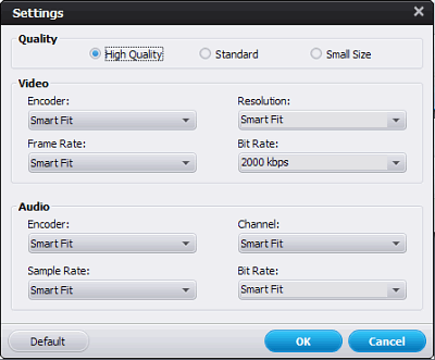 Output format settings