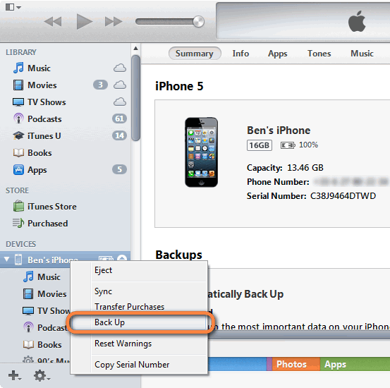 backup iPad iPhone iPod data before updating to iOS 7 using iTunes