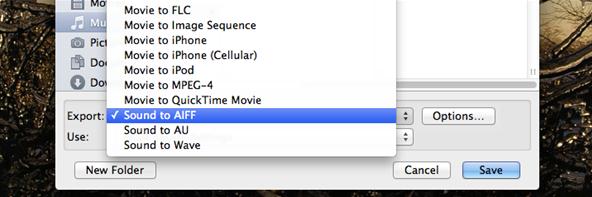 Export iMovie to AIFF