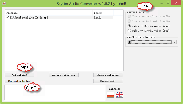 How to Convert MP3, WAV to XWM