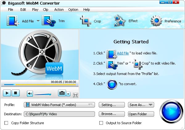 Screenshot of WebM to iTunes Converter