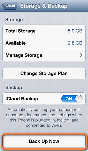 Backup data before upgrading to iOS 7 using iCloud