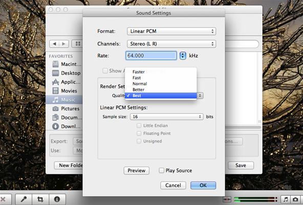 Customize export iMovie Audio setting
