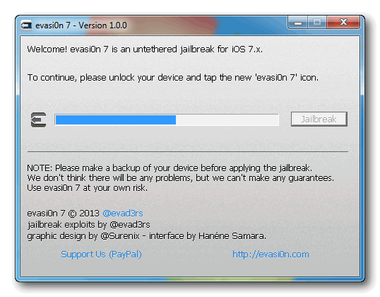 evasi0n 7 version 1.0.5