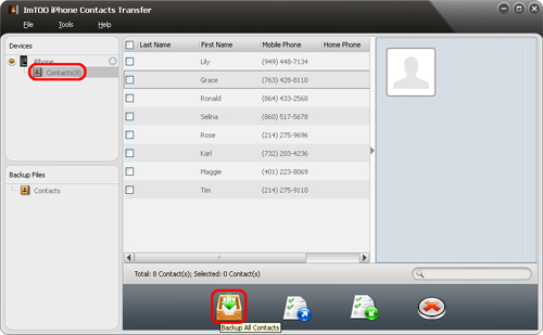 Backup iPhone Contacts to Windows 8