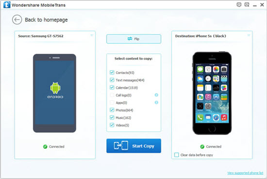 Choose what data to transfer from Android to iPhone 6
