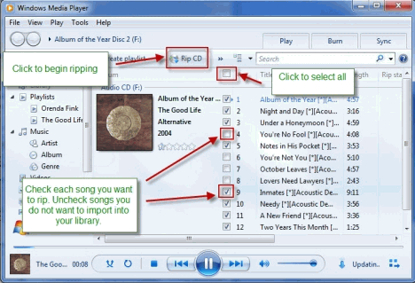 Rip CD in Windows Media Player in Windows 10